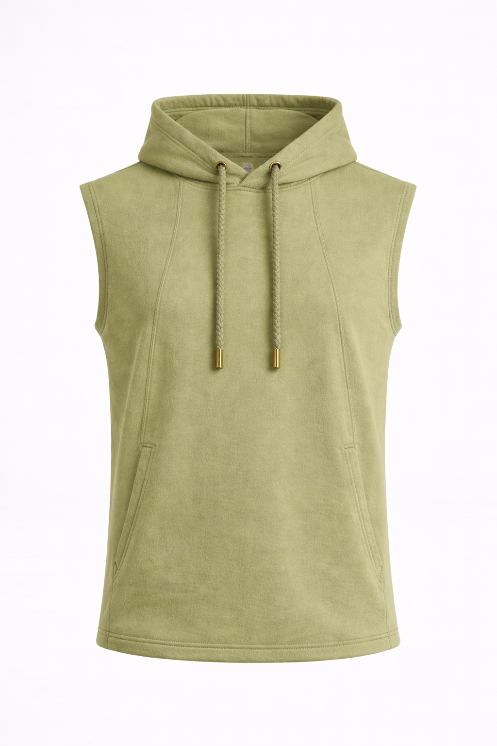 THE ZEPHYR SLEEVELESS HOODIE-AGAVE