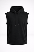 THE ZEPHYR SLEEVELESS HOODIE-BLACK
