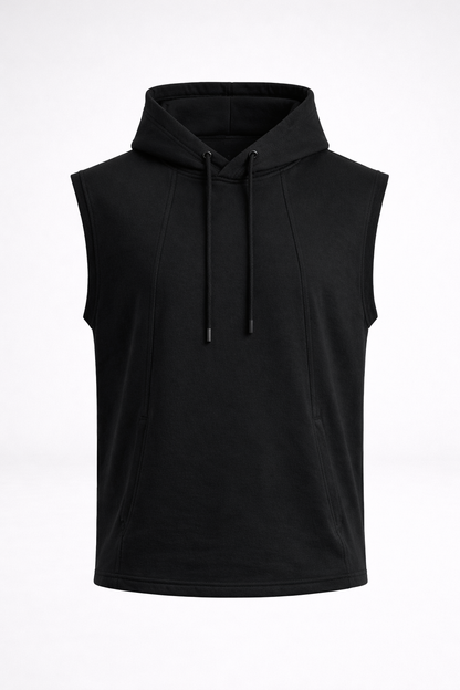 THE ZEPHYR SLEEVELESS HOODIE-BLACK