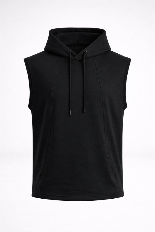 THE ZEPHYR SLEEVELESS HOODIE-BLACK