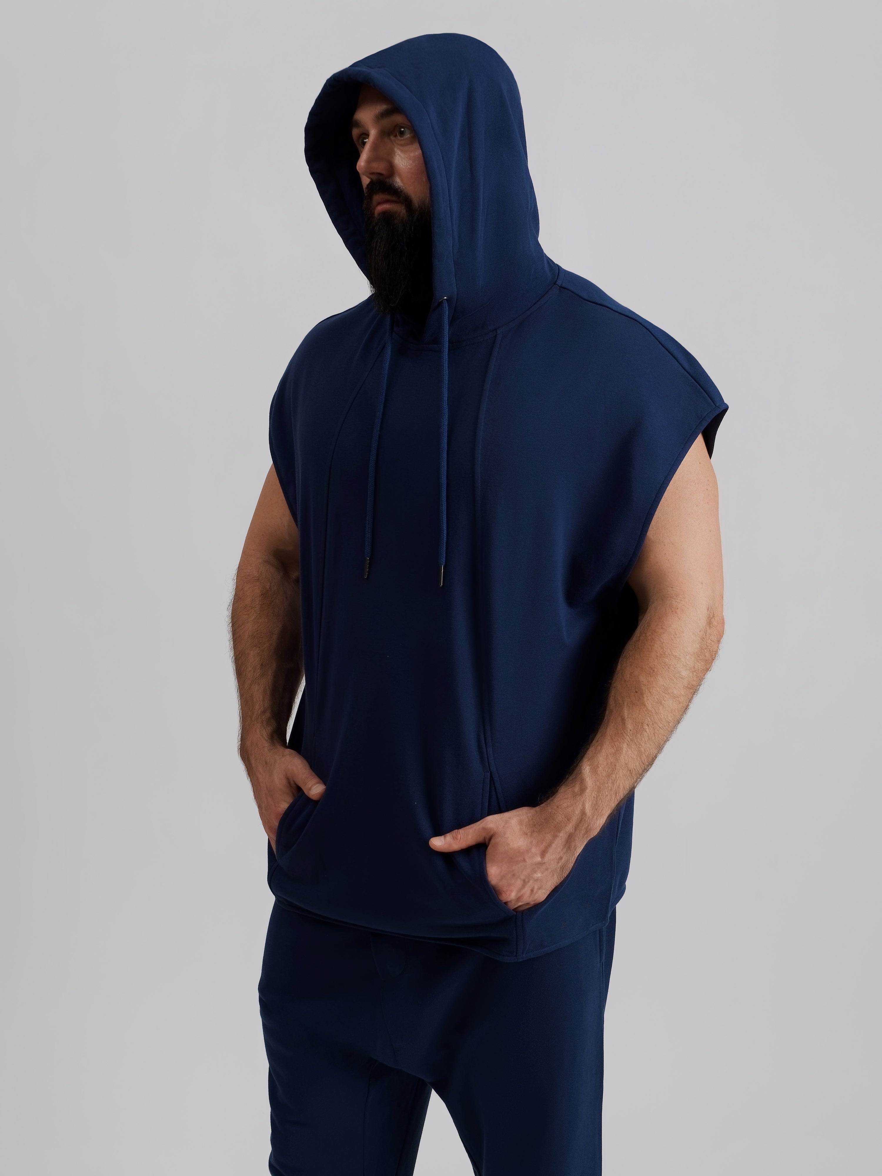 THE ZEPHYR SLEEVELESS HOODIE-AZUL