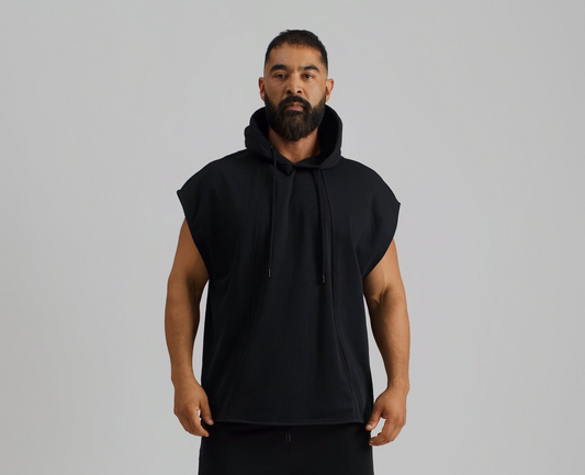 THE ZEPHYR SLEEVELESS HOODIE-BLACK