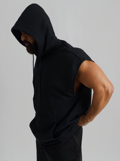 THE ZEPHYR SLEEVELESS HOODIE-BLACK